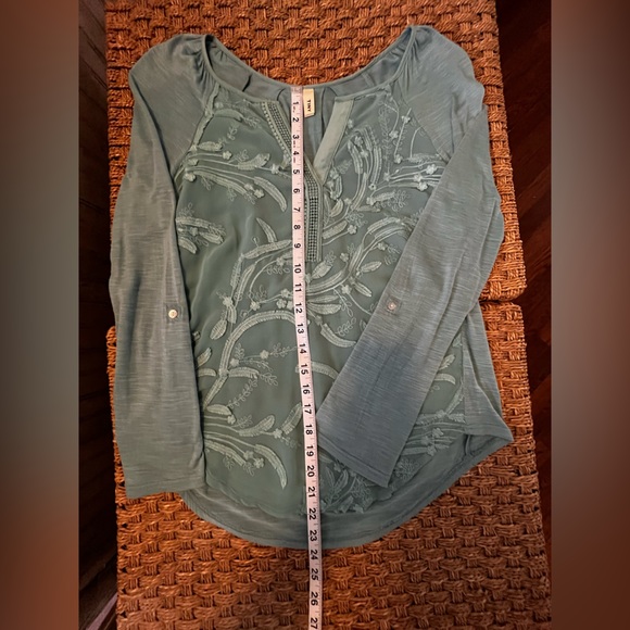 Anthropology TINY brand Alma Henley. Size XS. Aqua blue. - Picture 6 of 6